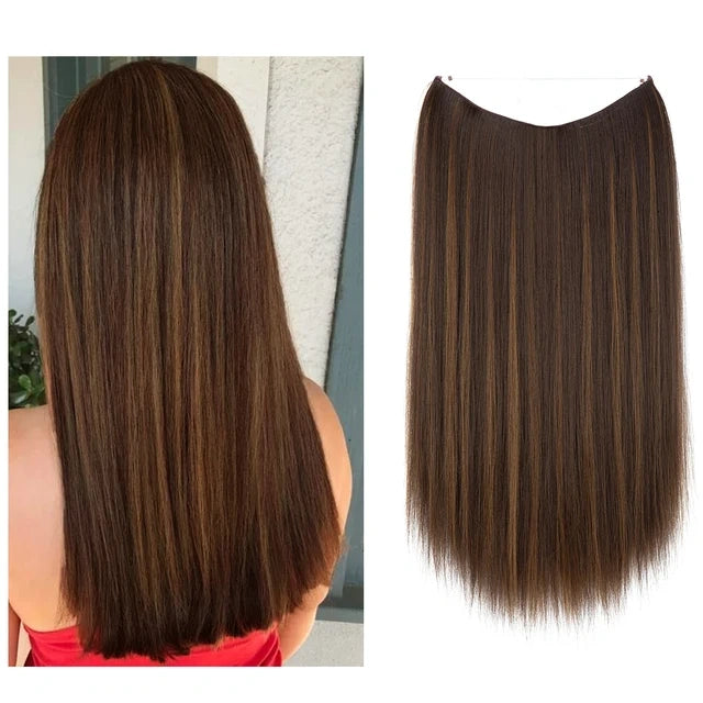 Estensione dei capelli dritti evidenziati castagne