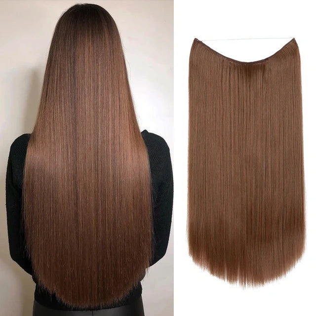 Estensioni di capelli lisci marrone chiaro dorato