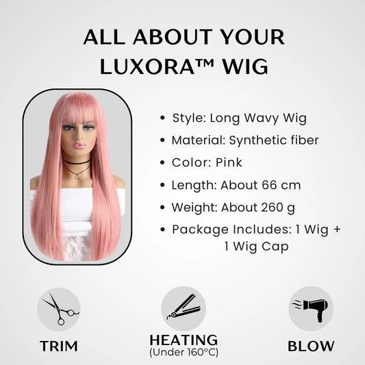 Luxora™ Pink Wavy Wig
