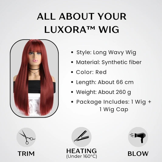 Luxora™ Red Wavy Wig