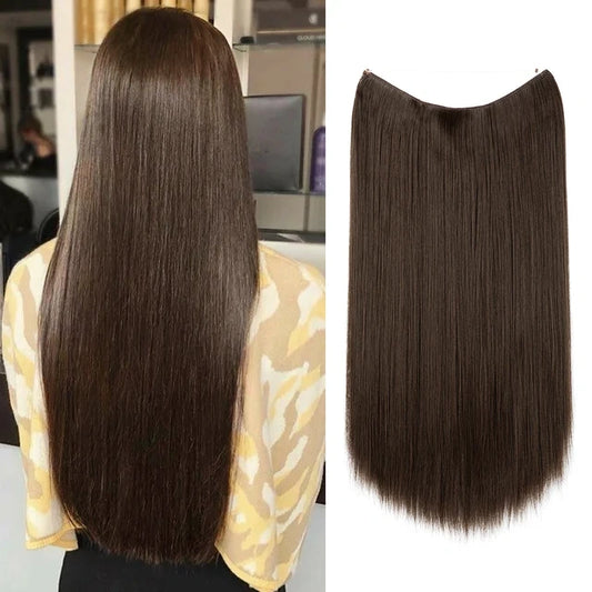Extensions de cheveux raides brun frais