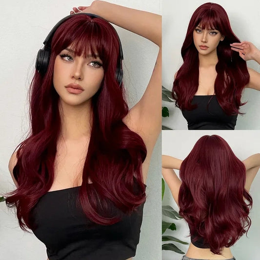 Luxora ™ Wine Red Wig