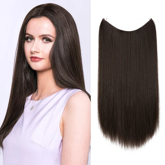 Extensions de cheveux raides brun foncé